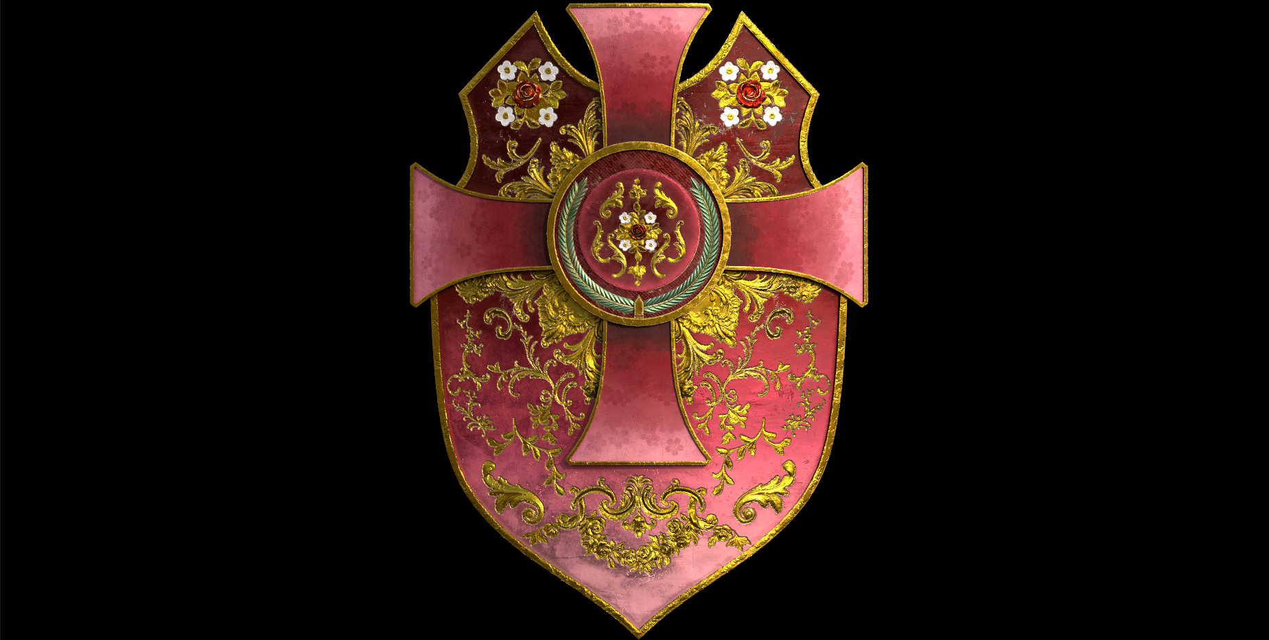 Floral Cross Shield